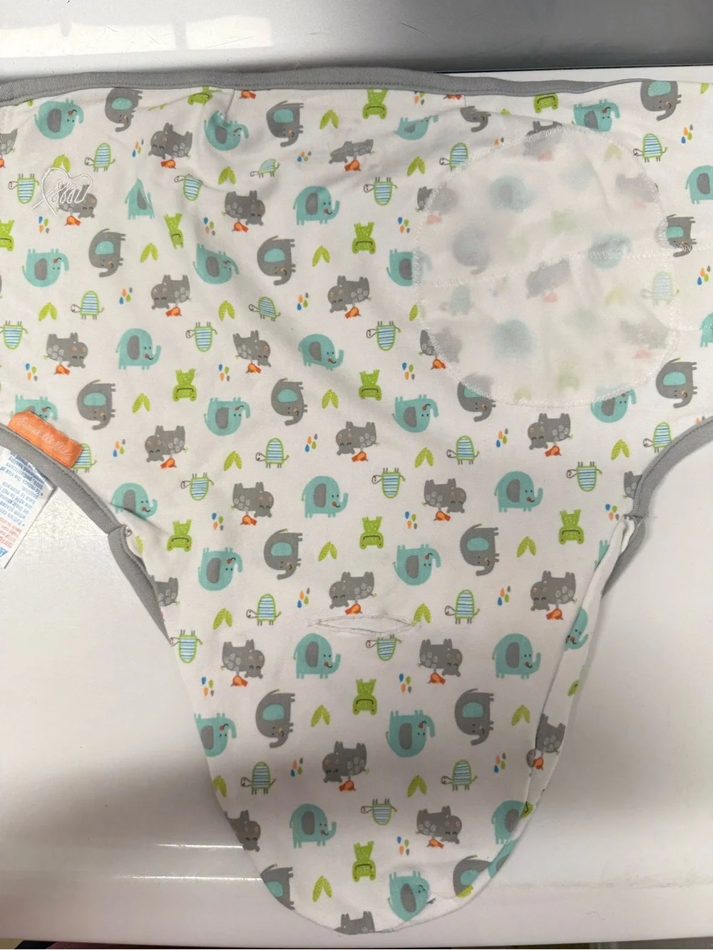 SwaddleMe Baby Swaddle - White with Teal, Gray & Lime Animal Print